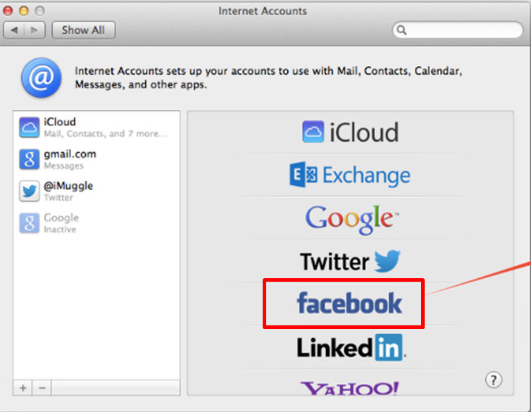 internet accounts3 كيف تقوم بأضافة حسابات مواقع التواصل الأجتماعي على الـOS X Mavericks 
