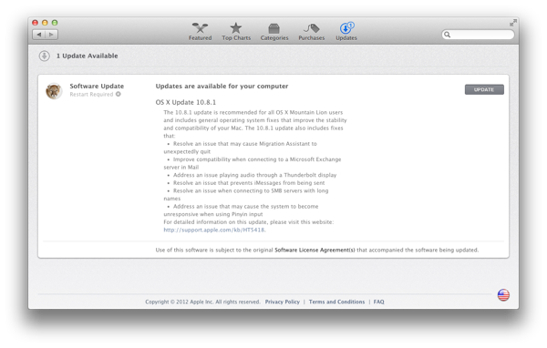 OS X 10.8.1 Update