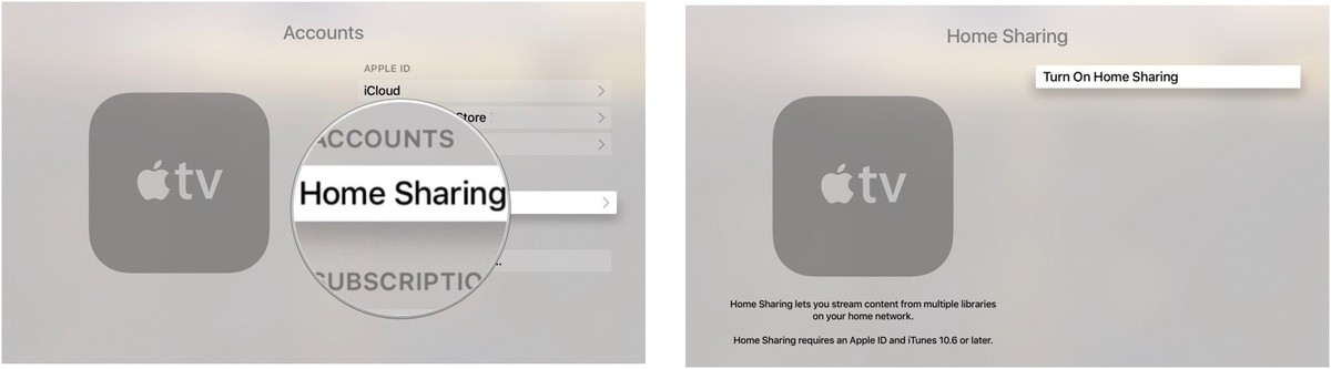 Remote app Home Sharing Apple TV 