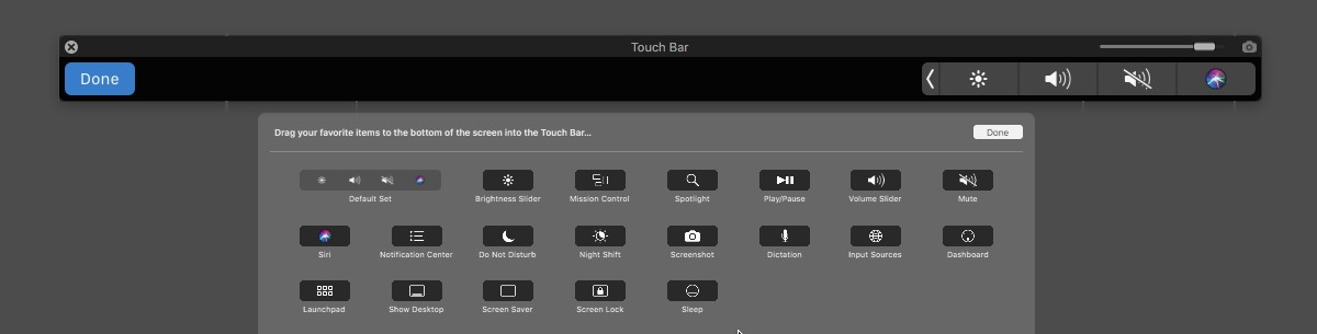 تخصيص شريط اللمس Touch Bar