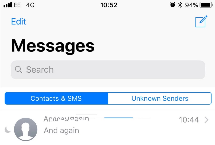 إخفاء الرسائل النصية على iPhone