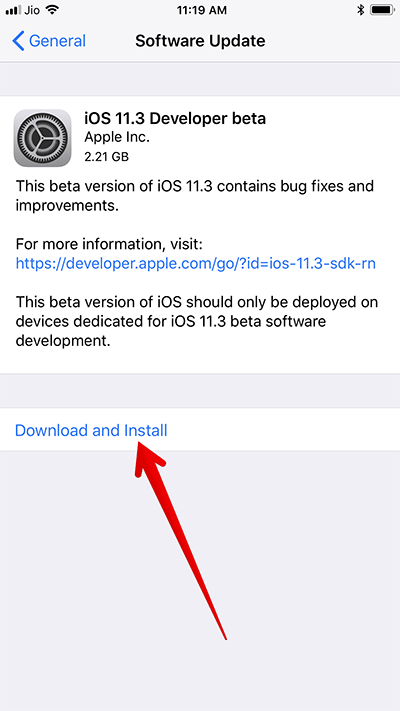 تثبيت نظام iOS 11.3