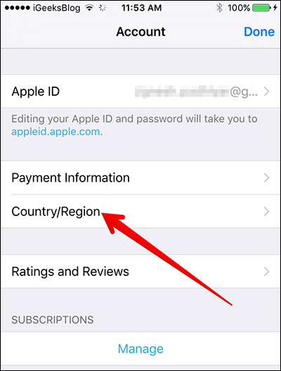 تغيير البلد في حساب Apple ID