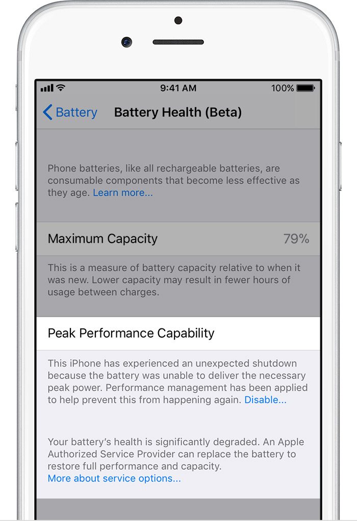 صحة البطارية وتعطيل إبطاء أداء iPhone في نظام iOS 11.3