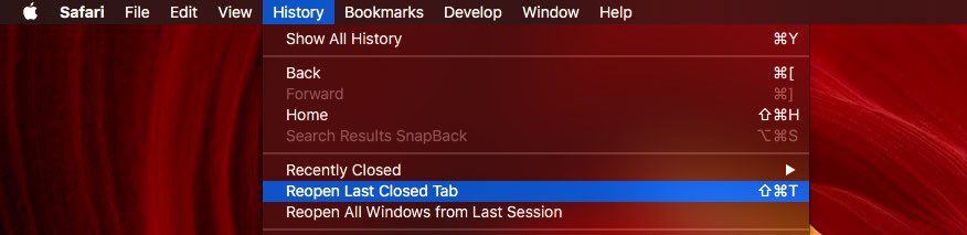 إعادة فتح علامات التبويب المغلقة مؤخرًا في Safari