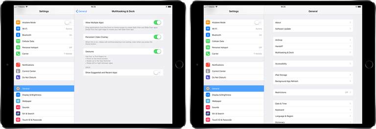 التطبيقات المُقترحة والمستخدمة مُؤخرًا في شريط التطبيقات Dock على iPad