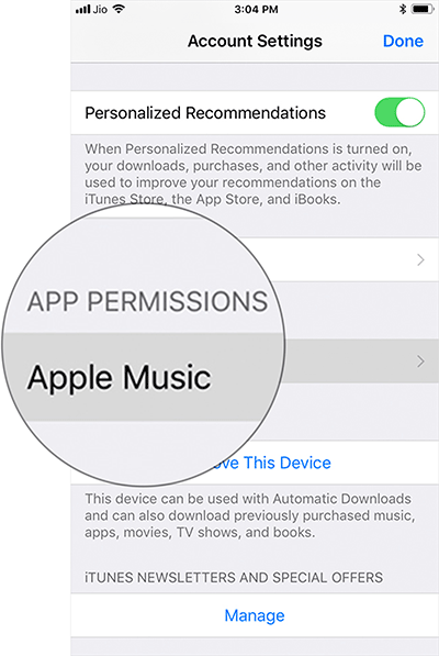 إلغاء وصول تطبيقات الطرف الثالث إلى Apple Music