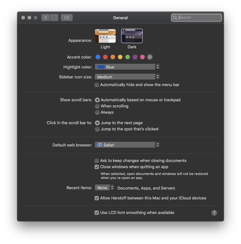 macOS Mojave كيفية ضبط ألوان عناصر واجهة المستخدم