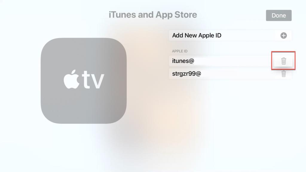 حذف حساب Apple ID من جهاز Apple TV