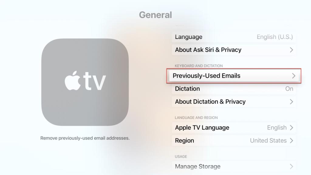 حذف حساب Apple ID من جهاز Apple TV