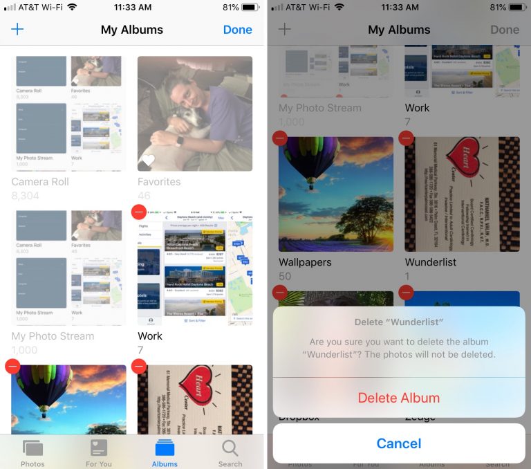 حذف ألبومات الصور على iPhone و iPad