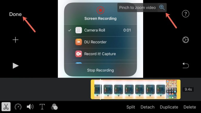 اقتصاص جزء من مقطع فيديو على iPhone باستخدام تطبيق iMovie