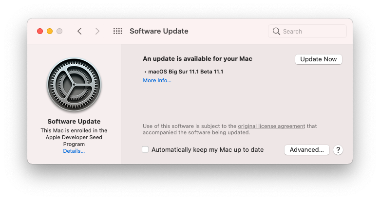 اصدار macOS Big Sur 11.1 التجريبي