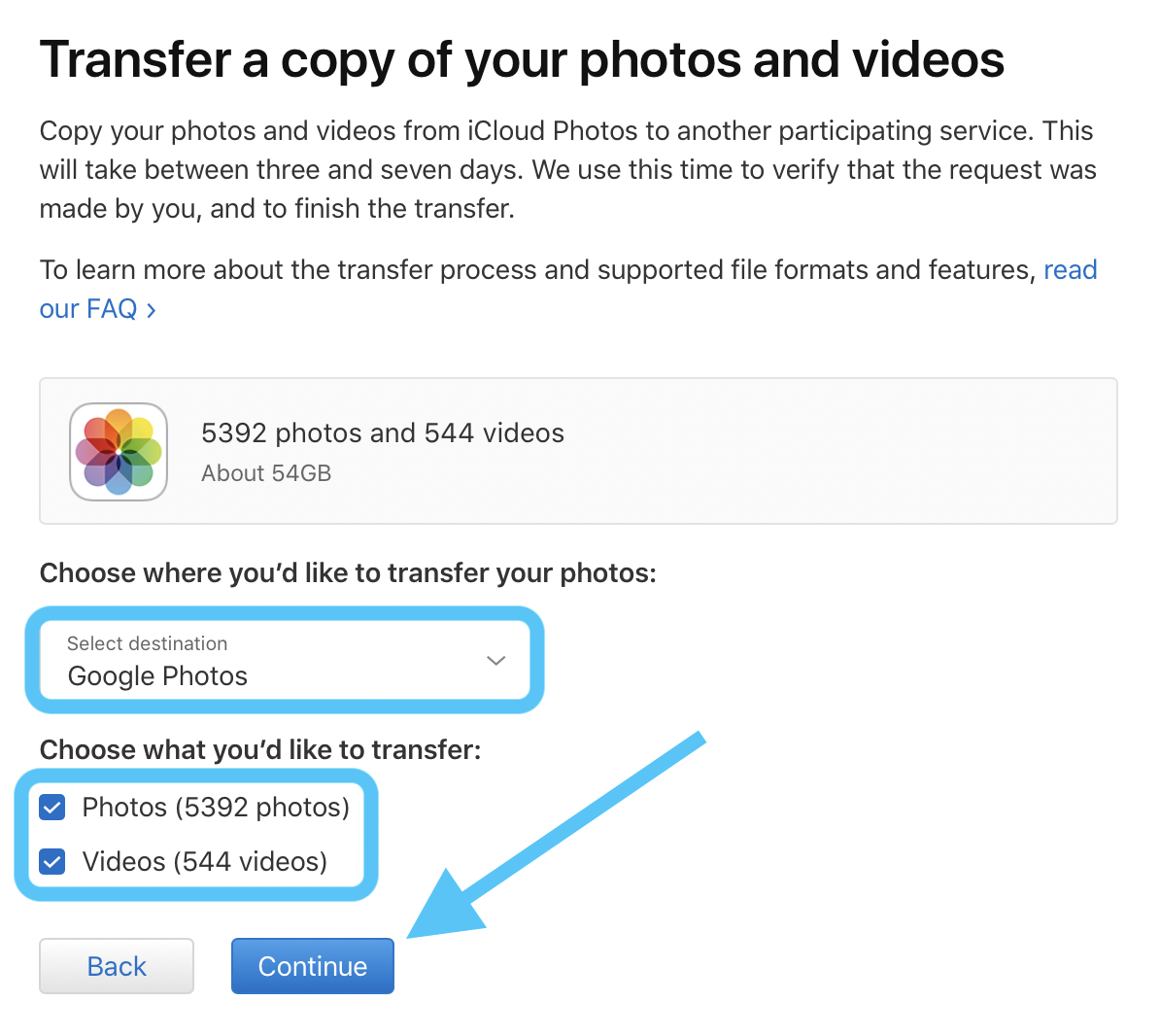 نقل صور iCloud إلى Google Photos